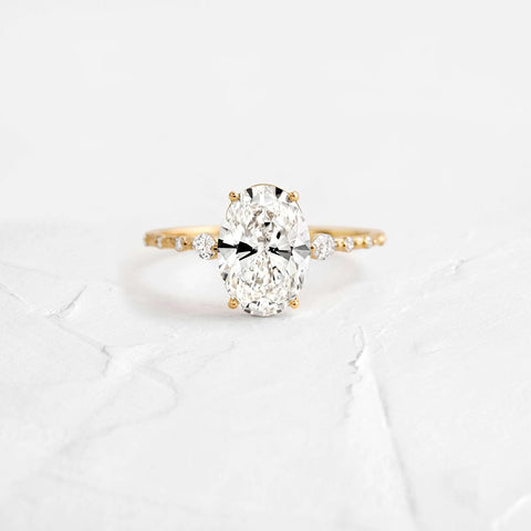 Oval Cut Moissanite Multi Stone Engagement Ring