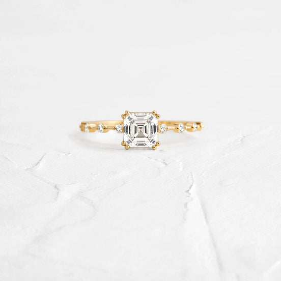Asscher Cut Moissanite Cluster D Color Engagement Ring