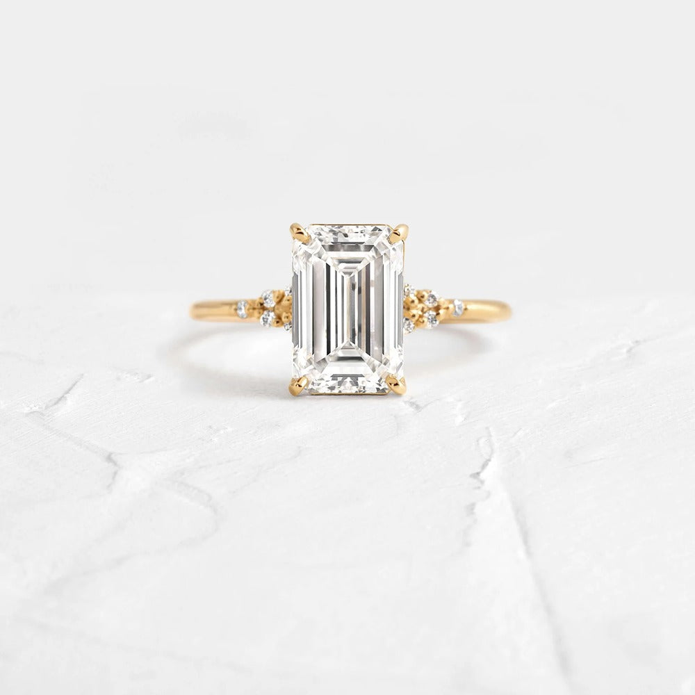 Emerald Cut Vintage Moissanite Engagement Ring