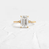 Emerald Cut Vintage Moissanite Engagement Ring