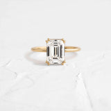 Emerald Cut Solitaire Moissanite Engagement Ring