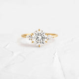 Round Cut Three Stone Moissanite Engagement Wedding Ring