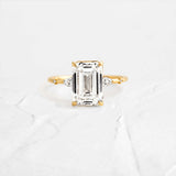 Emerald Cut Vintage Moissanite Engagement Ring