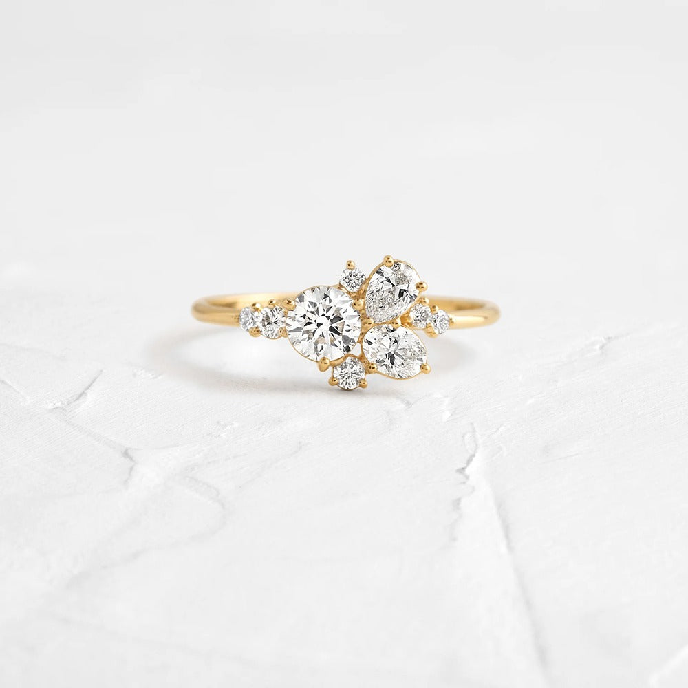 Multi Stone Custer Moisssanite Engagement Ring