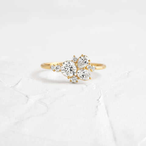 Multi Stone Custer Moisssanite Engagement Ring