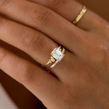 Emerald Cut Cluster Colorless Moissanite Wedding Ring