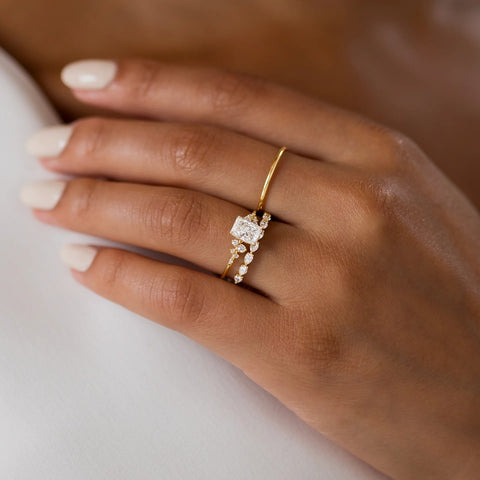 Radiant Cut Colorless Moissanite Vintage Engagement Ring