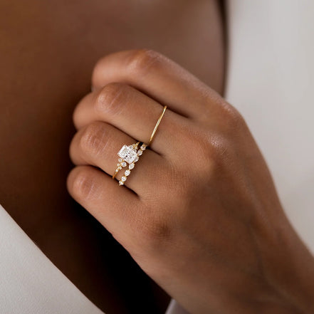 Radiant Cut Colorless Moissanite Vintage Engagement Ring