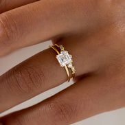 Moissanite Asscher Cut Solitaire Wedding Ring