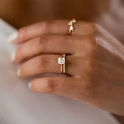 Moissanite Asscher Cut Solitaire Wedding Ring