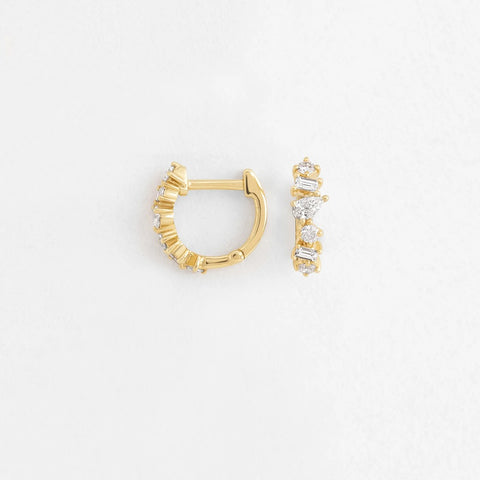 Multi Stone Moissanite Colorless Hoop Earring