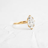 Colorless Moissanite Marquise Cut Solitaire Ring