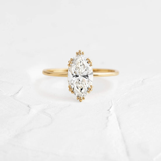 Colorless Moissanite Marquise Cut Solitaire Ring