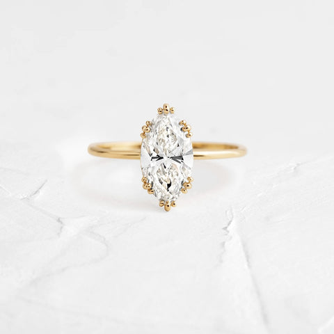 Colorless Moissanite Marquise Cut Solitaire Ring