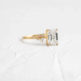 Emerald Cut Cluster Colorless Moissanite Wedding Ring