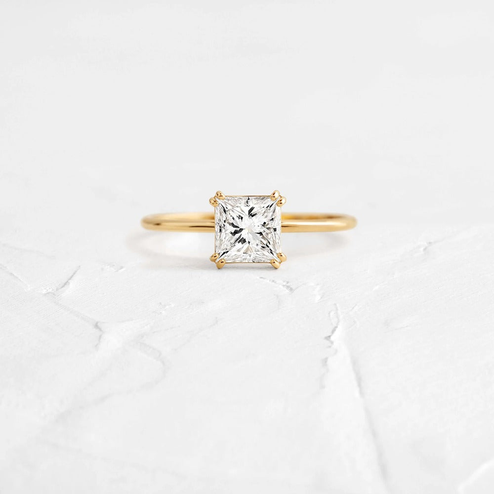 Moissanite Princess Cut Solitaire Engagement Ring