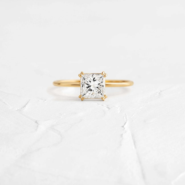 Moissanite Princess Cut Solitaire Engagement Ring