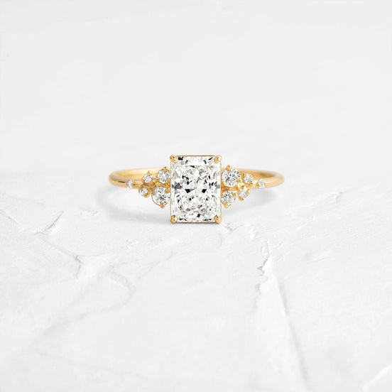 Radiant Cut Colorless Moissanite Vintage Engagement Ring