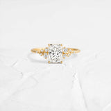 Radiant Cut Colorless Moissanite Vintage Engagement Ring