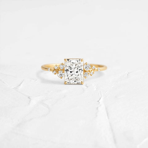 Radiant Cut Colorless Moissanite Vintage Engagement Ring