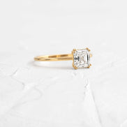 Moissanite Asscher Cut Solitaire Wedding Ring