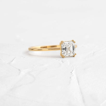 Moissanite Asscher Cut Solitaire Wedding Ring