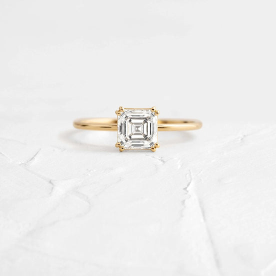 Moissanite Asscher Cut Solitaire Wedding Ring