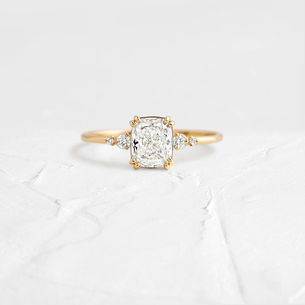 VVS1 Cushion Cut Five Stone Moissanite Proposal Ring