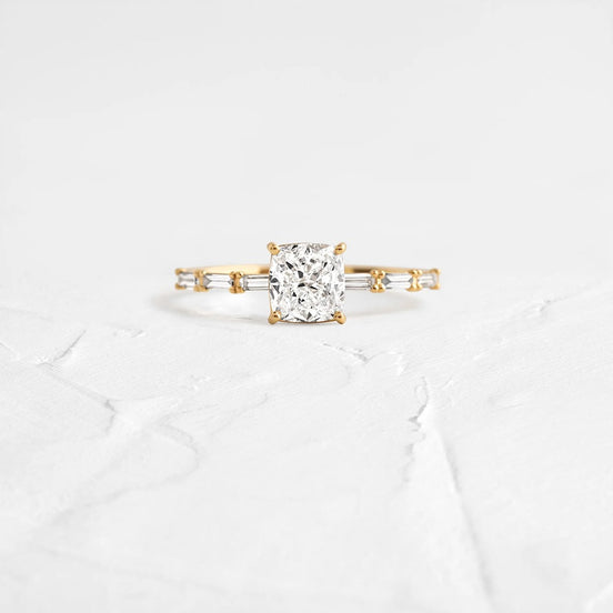 Cushion Cut Fluency D Color Moissanite Wedding Ring
