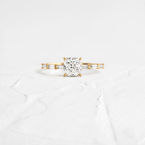 Cushion Cut Fluency D Color Moissanite Wedding Ring