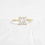 Princess Cut Pave Set Moissanite Engagement Ring