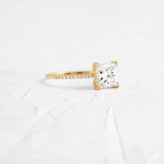 Princess Cut Pave Set Moissanite Engagement Ring