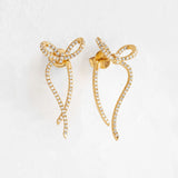 Colorless Moissanite Round Cut Bow Style Stud Earrings