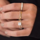 Princess Cut Pave Set Moissanite Engagement Ring