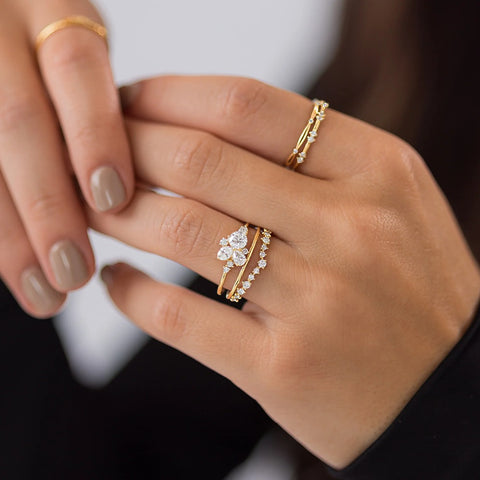 Multi Stone Custer Moisssanite Engagement Ring
