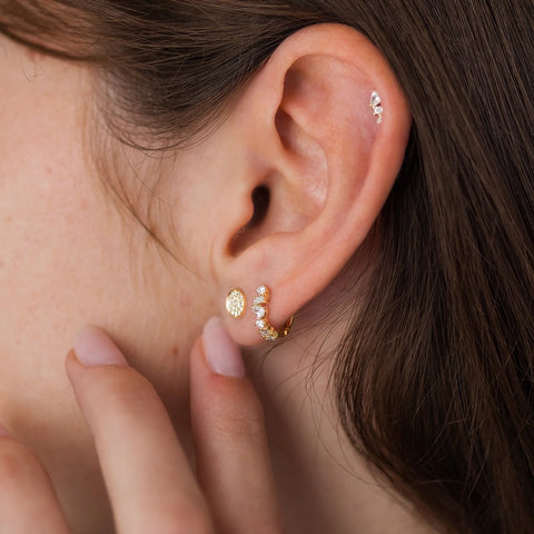Multi Stone Moissanite Colorless Hoop Earring