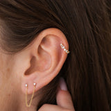 Multi Stone Moissanite Colorless Hoop Earring