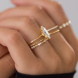Colorless Moissanite Marquise Cut Solitaire Ring