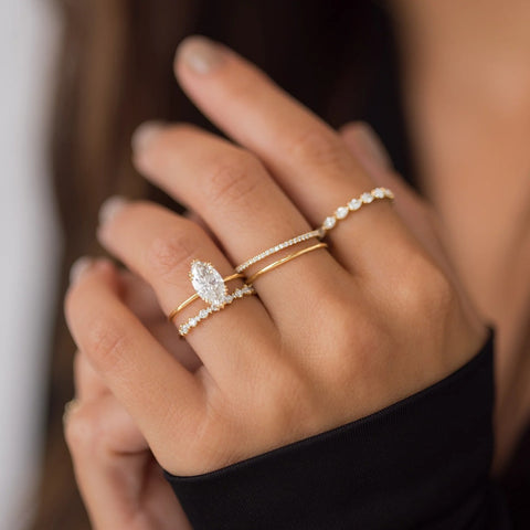 Colorless Moissanite Marquise Cut Solitaire Ring
