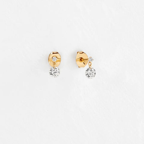 D Color Moissanite Round Cut Stud Push Back Earring