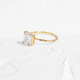 Solitaire Cushion Cut Side Accent Moissanite Engagement Ring