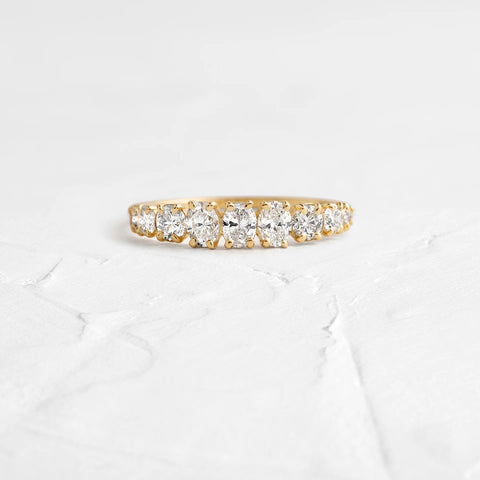 Oval & Round Cut Moissanite Half Eternity Band
