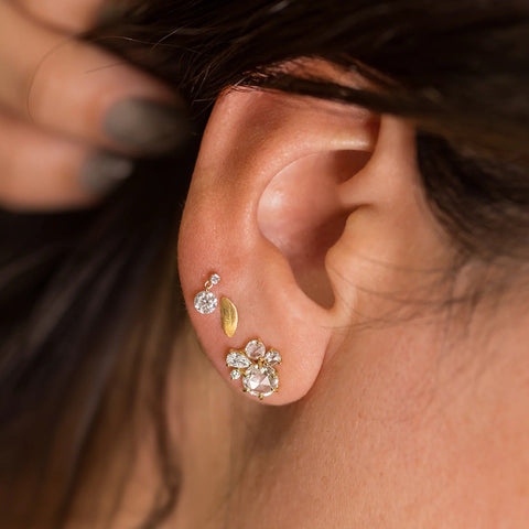 D Color Moissanite Round Cut Stud Push Back Earring