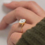 Solitaire Cushion Cut Side Accent Moissanite Engagement Ring