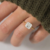 Solitaire Cushion Cut Side Accent Moissanite Engagement Ring