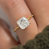 Solitaire Cushion Cut Side Accent Moissanite Engagement Ring