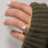 Solitaire Cushion Cut Side Accent Moissanite Engagement Ring
