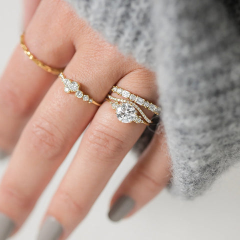 VVS1 Moissanite Vintage Round Cut Engagement Ring