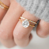 Moissanite Round Cut Solitaire With Side Accent Wedding Ring