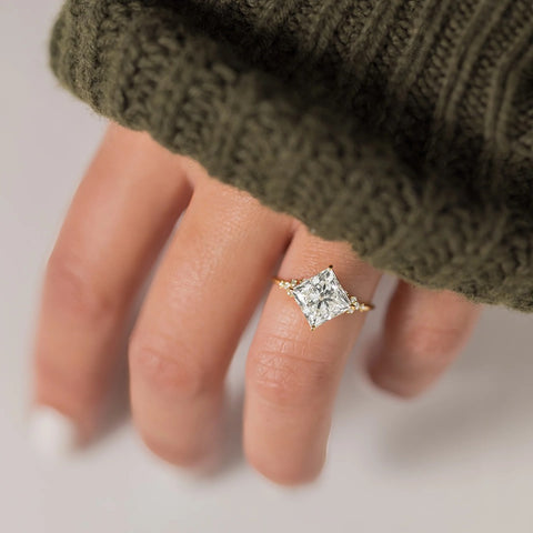 Princess Cut Moissanite VVS1 Vintage Engagement Ring
